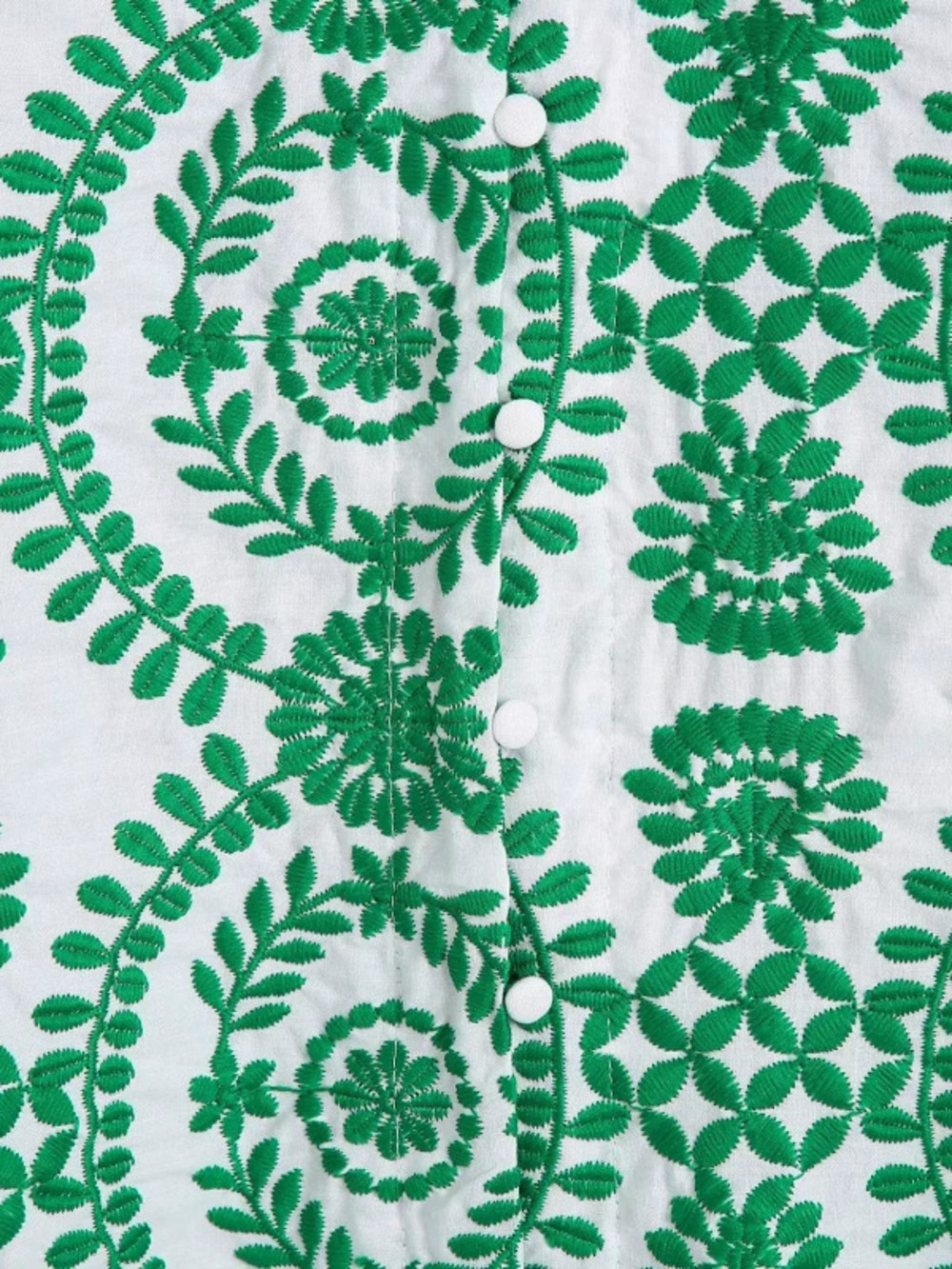 Spring Long Sleeve Green Embroidered Blouse